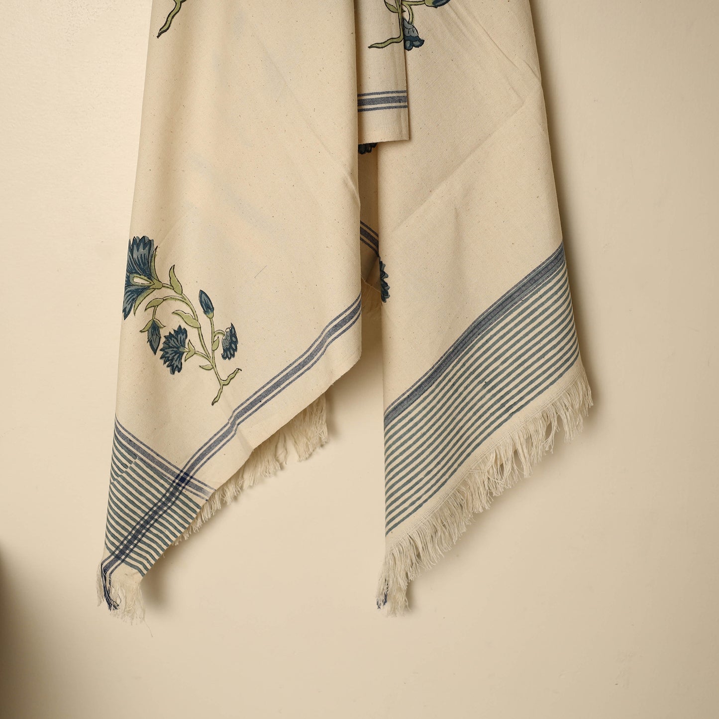 Beige - Block Printed Handloom Cotton Sanganeri Towel 27