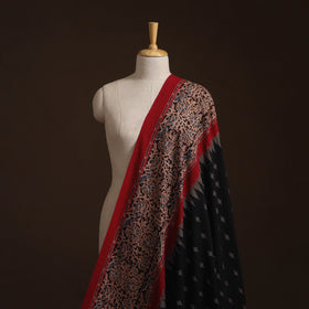 Handloom Cotton Pochampally Ikat Fabric with Kalamkari Border 02