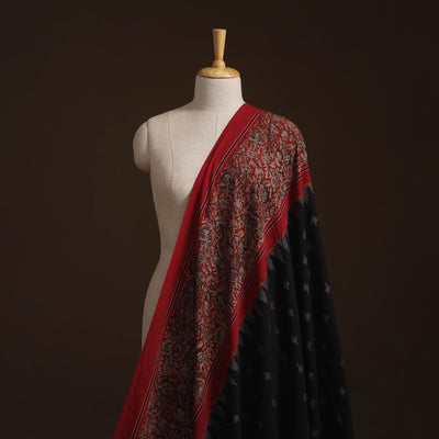 Handloom Cotton Pochampally Ikat Fabric with Kalamkari Border 03