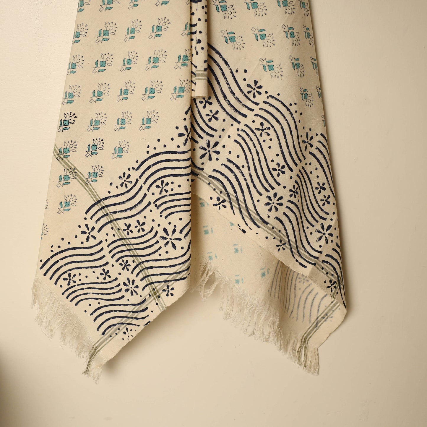 Beige - Block Printed Handloom Cotton Sanganeri Towel 28