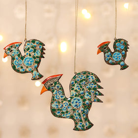Kashmiri Handpainted Paper Mache Hen Hangings for Home Decor (Set of 3) 59