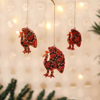 Kashmiri Handpainted Paper Mache Peacock Hangings for Home Decor (Set of 3) 21