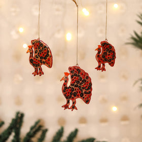 Kashmiri Handpainted Paper Mache Peacock Hangings for Home Decor (Set of 3) 21