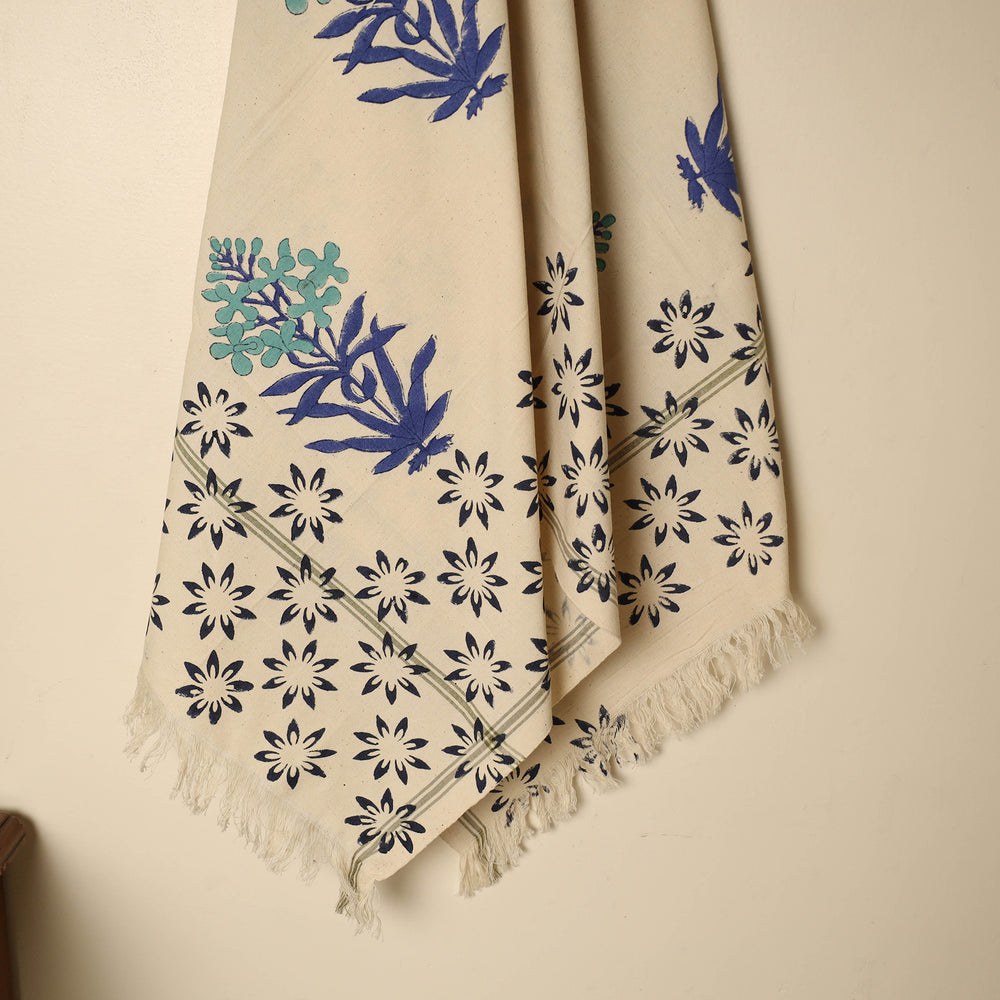 Beige - Block Printed Handloom Cotton Sanganeri Towel 31