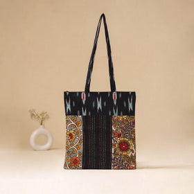 Srikalahasti Handpainted Kalamkari Ikat Patch Shoulder Bag by Dwarka Plus 58