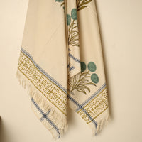 Beige - Block Printed Handloom Cotton Sanganeri Towel 32