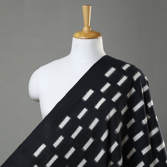 Black & White Pochampally Double Ikat Handloom Cotton Fabric 02