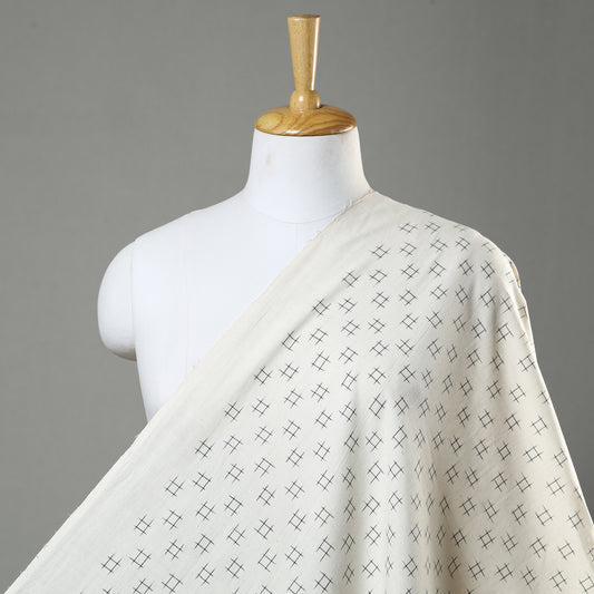 Black Box On White Pochampally Double Ikat Handloom Cotton Fabric 04