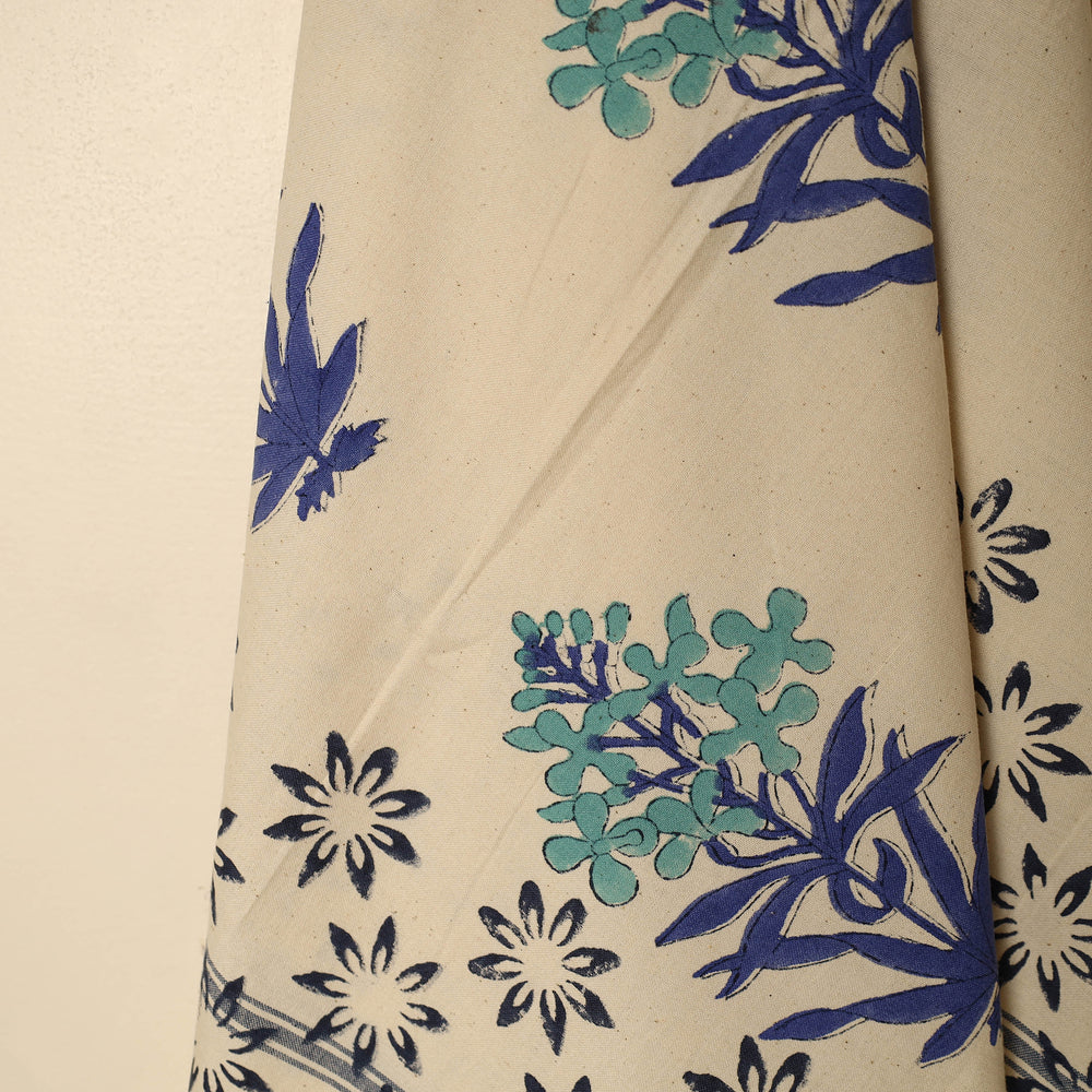 Beige - Block Printed Handloom Cotton Sanganeri Towel 33