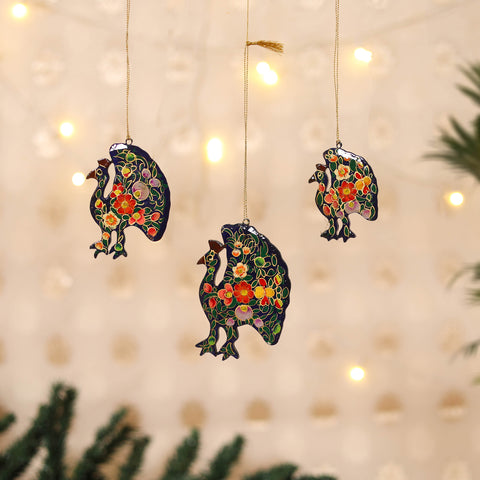 Kashmiri Handpainted Paper Mache Peacock Hangings for Home Decor (Set of 3) 23