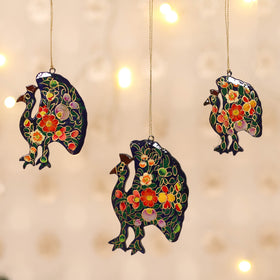Kashmiri Handpainted Paper Mache Peacock Hangings for Home Decor (Set of 3) 23