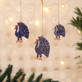 Kashmiri Handpainted Paper Mache Peacock Hangings for Home Decor (Set of 3) 22
