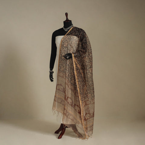 Black - kota doria cotton natural dyed pedana kalamkari