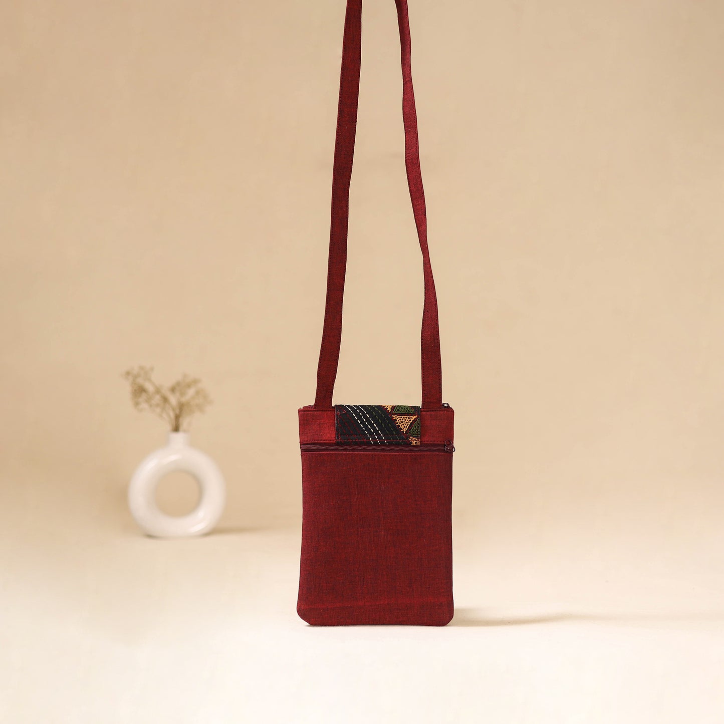 Srikalahasti Handpainted Kalamkari Sling Bag by Dwarka Plus 02