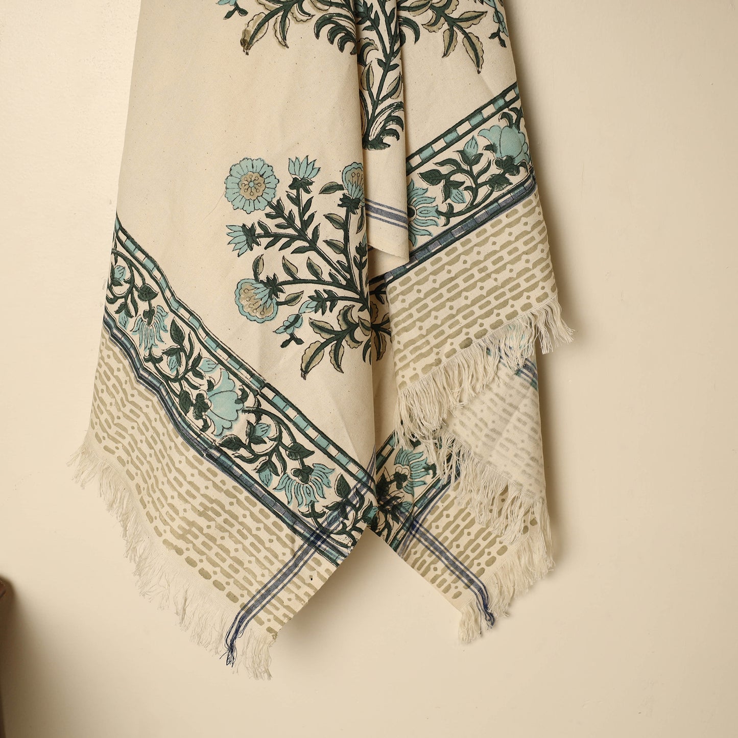 Beige - Block Printed Handloom Cotton Sanganeri Towel 38