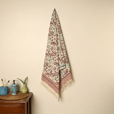 Beige - Block Printed Handloom Cotton Sanganeri Towel 39