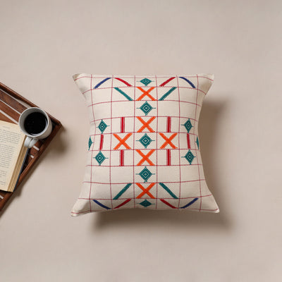 Urmul Kashida Stitch Handwoven Cushion Cover (16 x 16 in) 01
