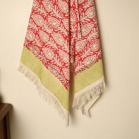 Red - Block Printed Handloom Cotton Sanganeri Towel 41