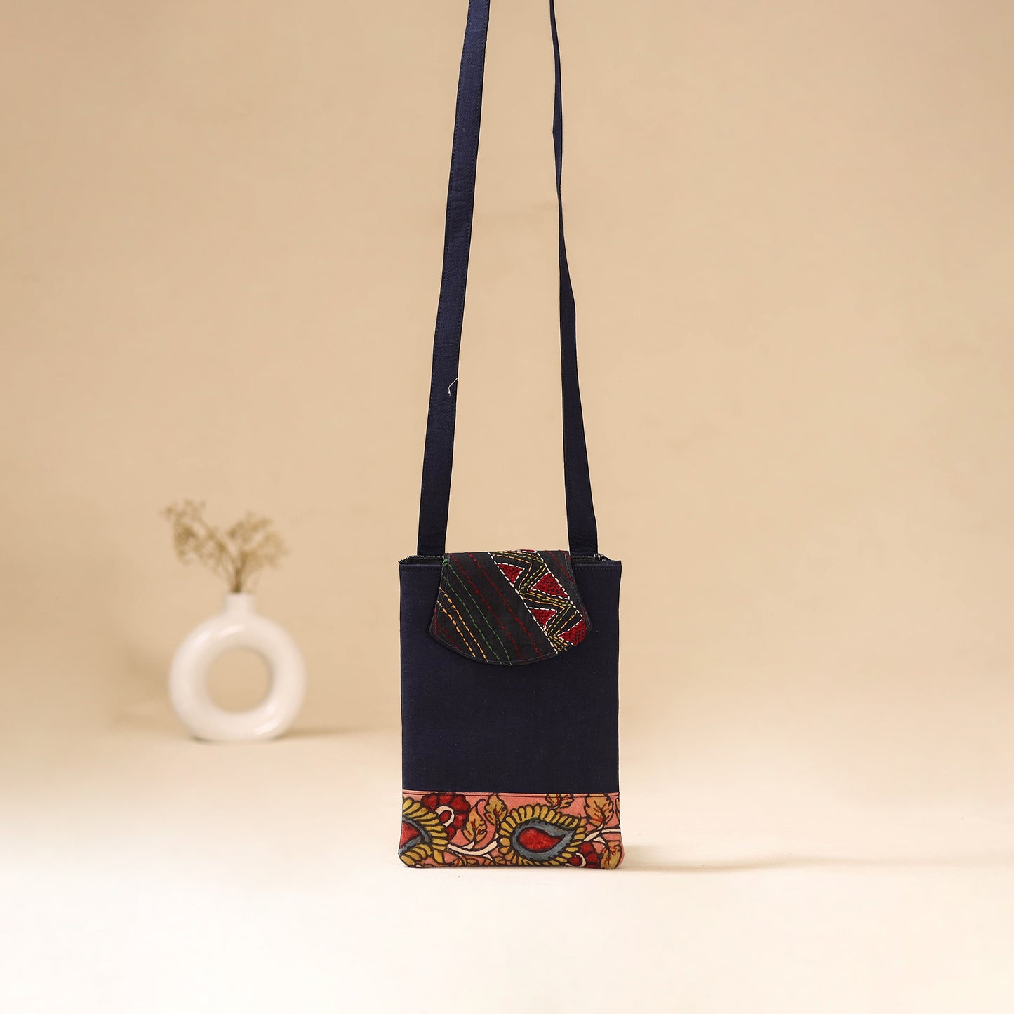 Srikalahasti Handpainted Kalamkari Sling Bag by Dwarka Plus 09