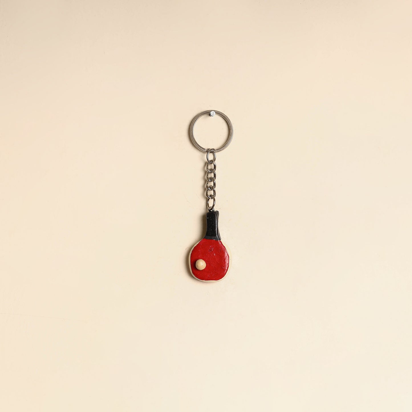 Red - Quirklets Handpainted Clay Table Tennis Keychain 09