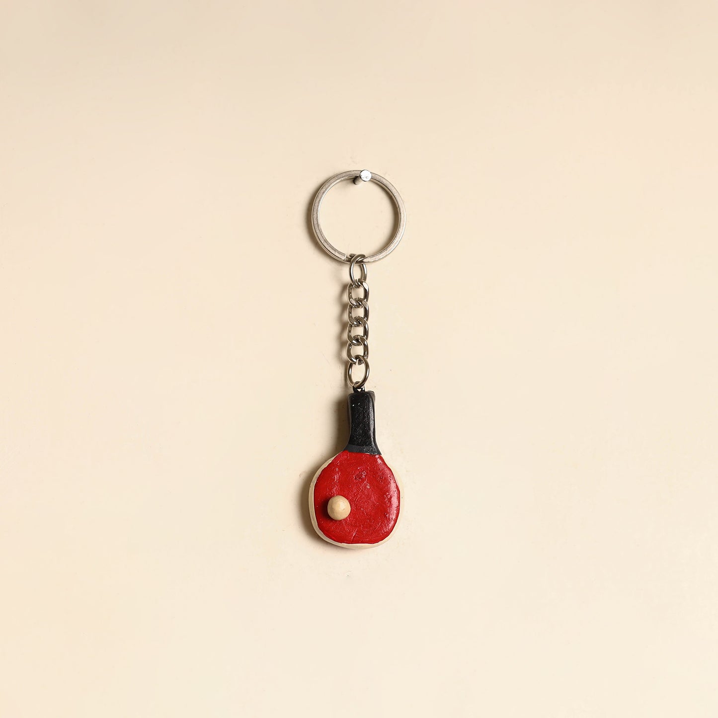 Red - Quirklets Handpainted Clay Table Tennis Keychain 09