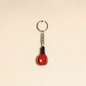Red - Quirklets Handpainted Clay Table Tennis Keychain 09