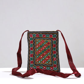 Multicolor Kutch Abhla Hand Embroidery Mashru Silk Sling Bag