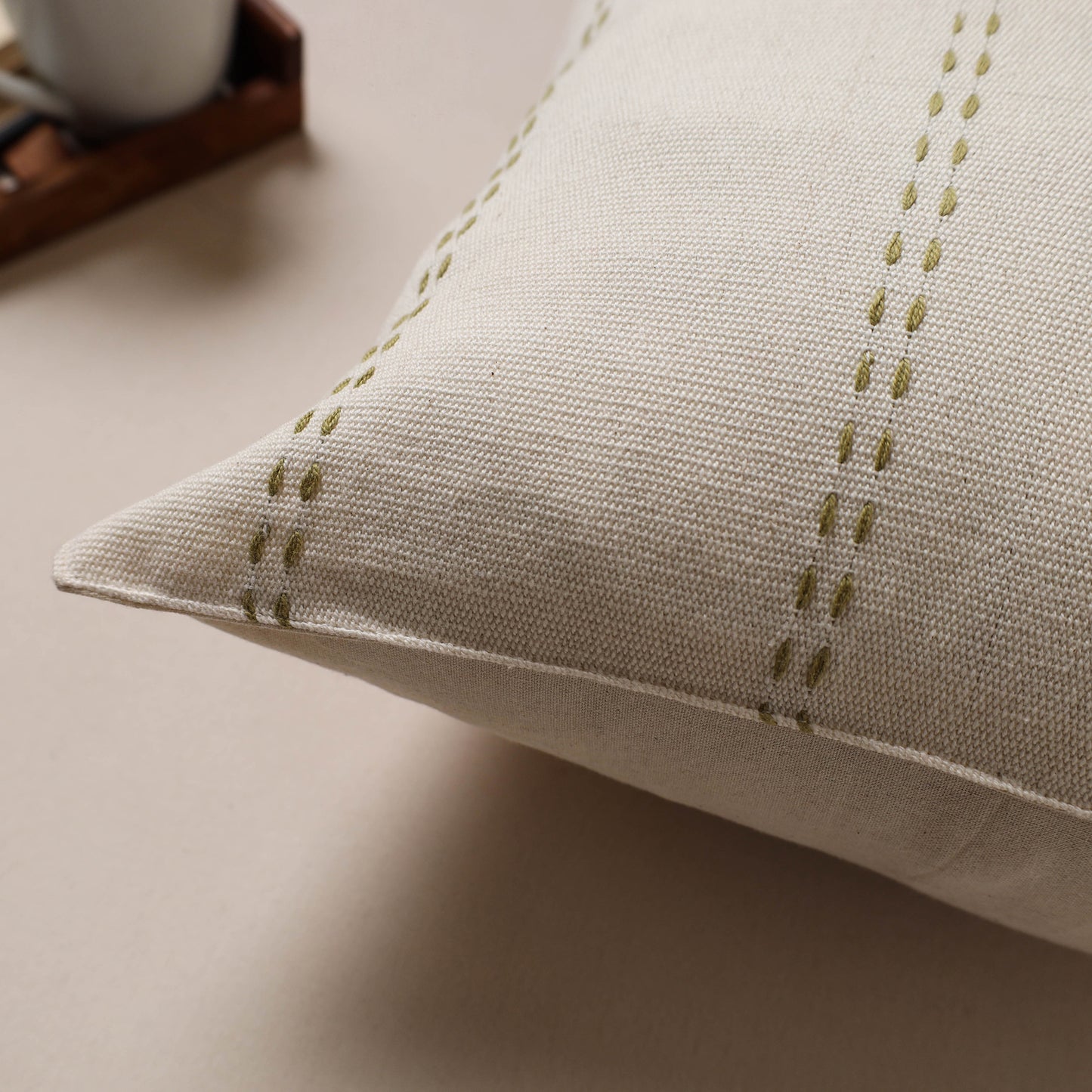 Urmul Kashida Stitch Handwoven Cushion Cover (16 x 16 in) 05