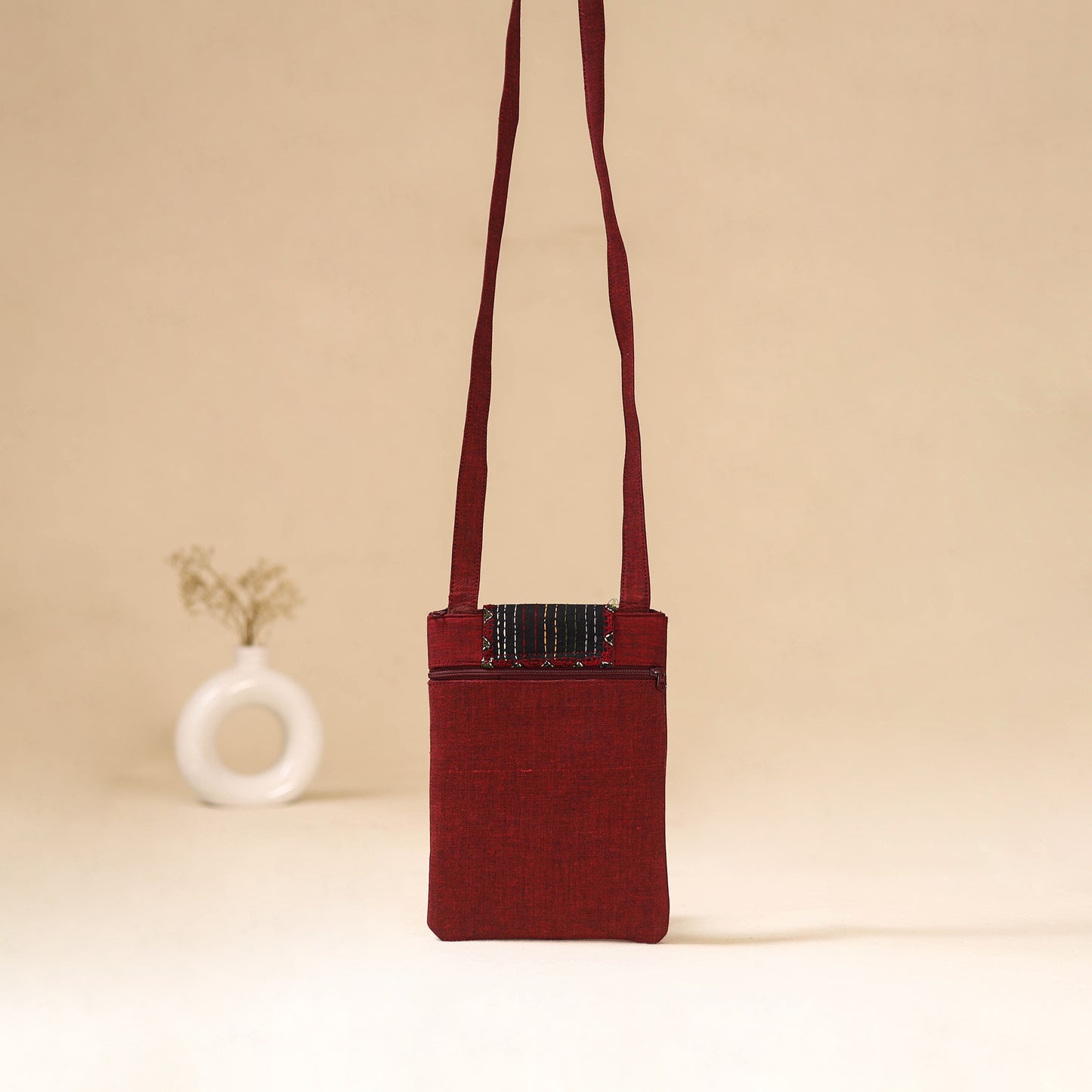 Srikalahasti Handpainted Kalamkari Sling Bag by Dwarka Plus 12