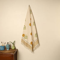 Beige - Block Printed Handloom Cotton Sanganeri Towel 47