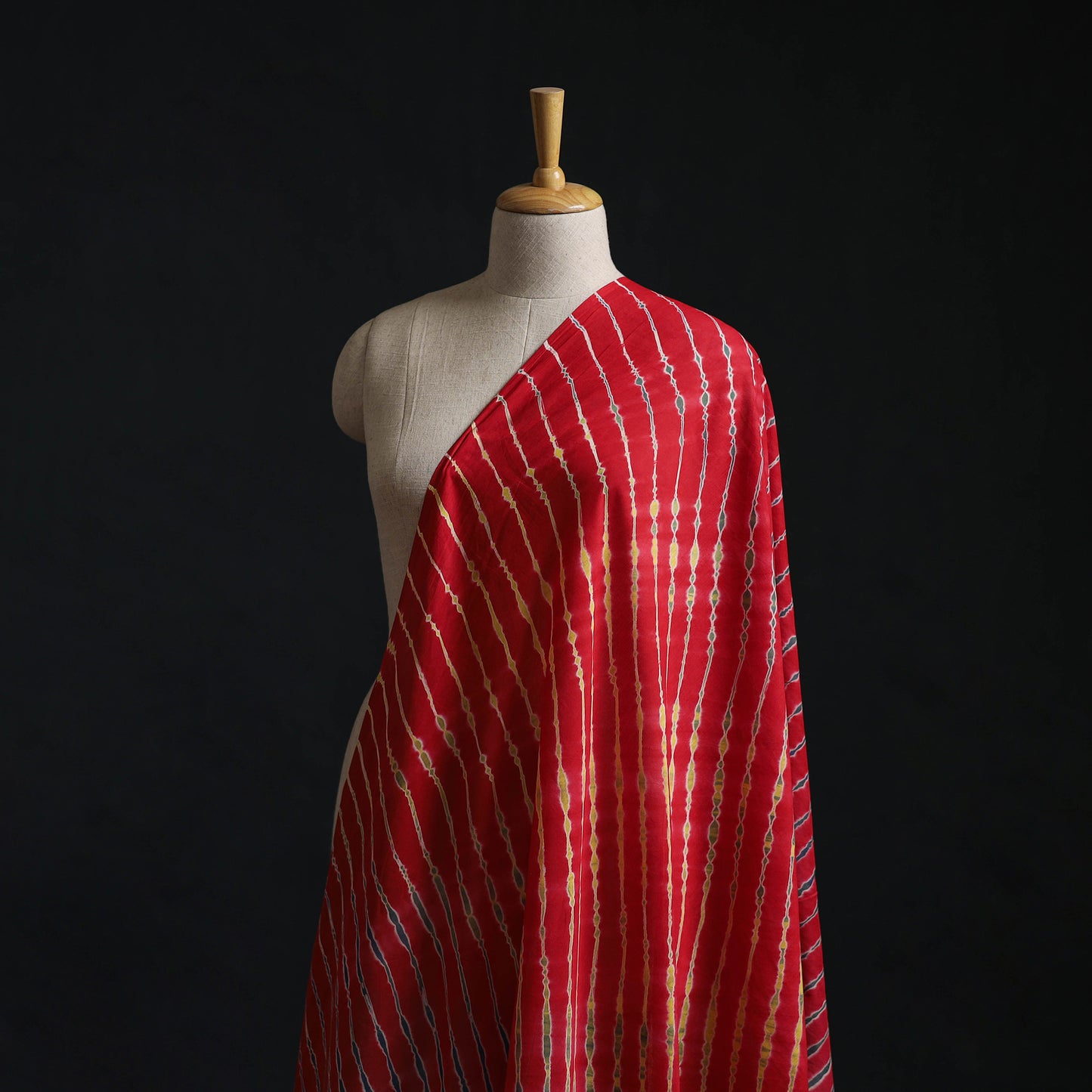 Red - Leheriya Tie-Dye Cotton Fabric 13