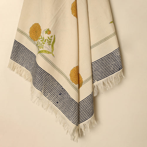 Beige - Block Printed Handloom Cotton Sanganeri Towel 47