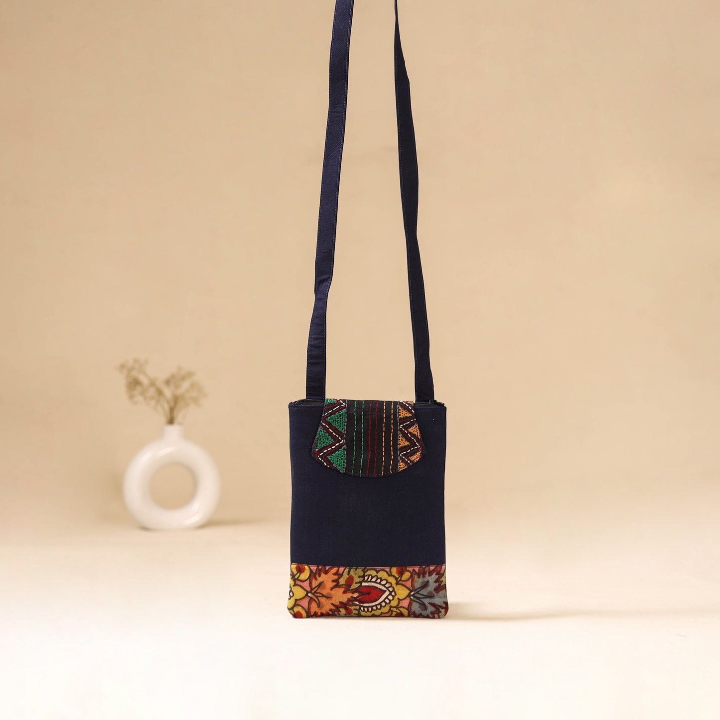 Srikalahasti Handpainted Kalamkari Sling Bag by Dwarka Plus 16