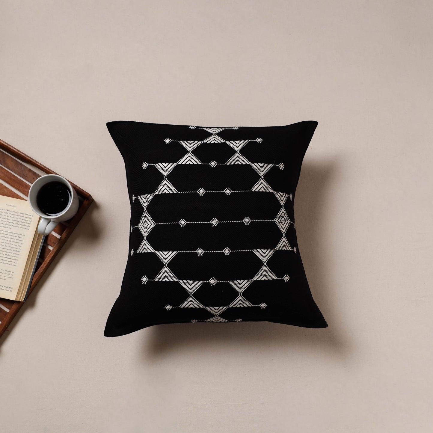 Urmul Kashida Stitch Handwoven Cushion Cover (16 x 16 in) 11