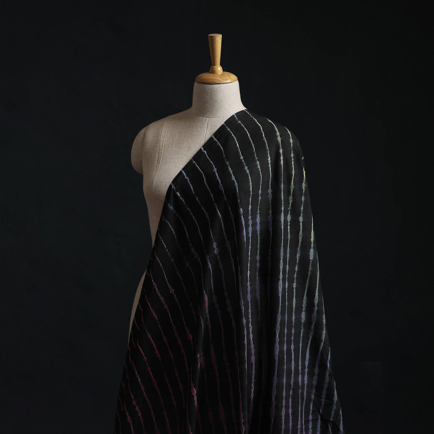 Black - Leheriya Tie-Dye Cotton Fabric 08