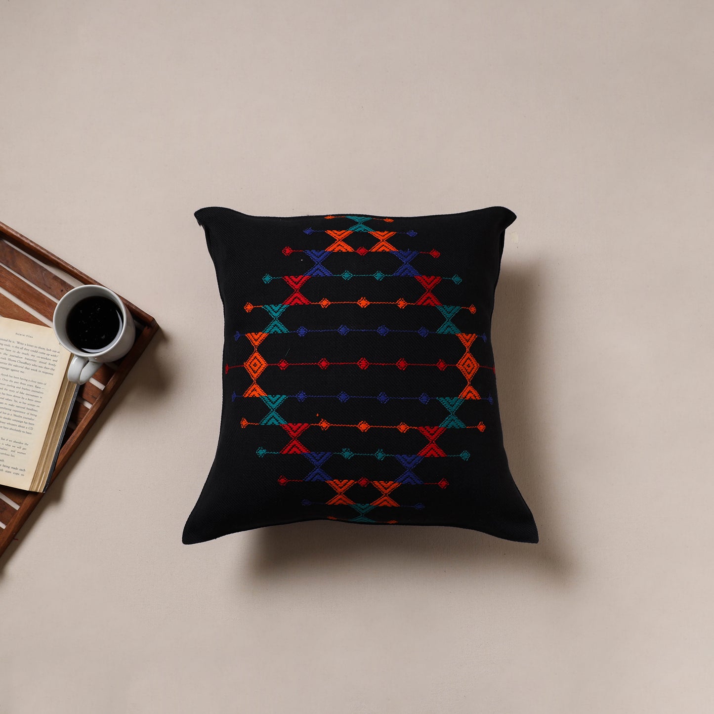 Urmul Kashida Stitch Handwoven Cushion Cover (16 x 16 in) 12