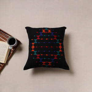 Black - Urmul Kashida Stitch Handwoven Cushion Cover (16 x 16 in) 12