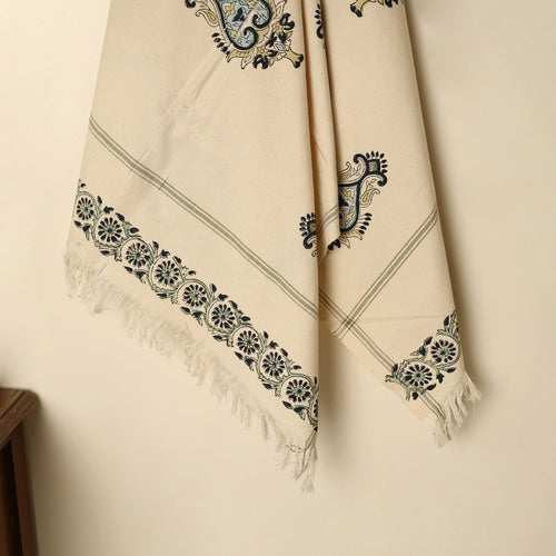 Beige - Block Printed Handloom Cotton Sanganeri Towel 50