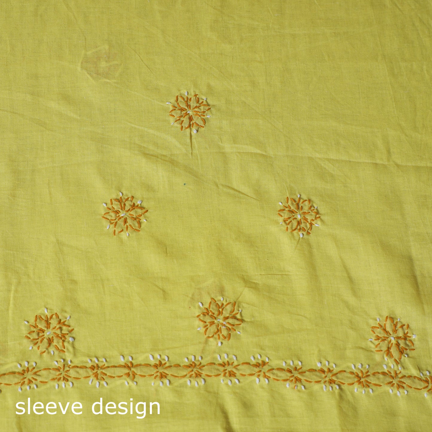 Yellow - 3pc hand embroidery cotton lucknow chikankari
