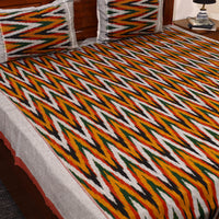 Multicolor - Cotton Pochampally Ikat Bedsheet with Pillow Covers 04