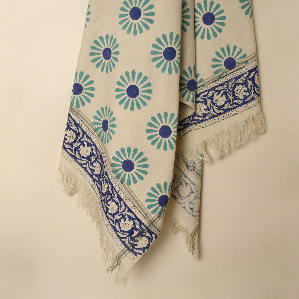 Beige - Block Printed Handloom Cotton Sanganeri Towel 51