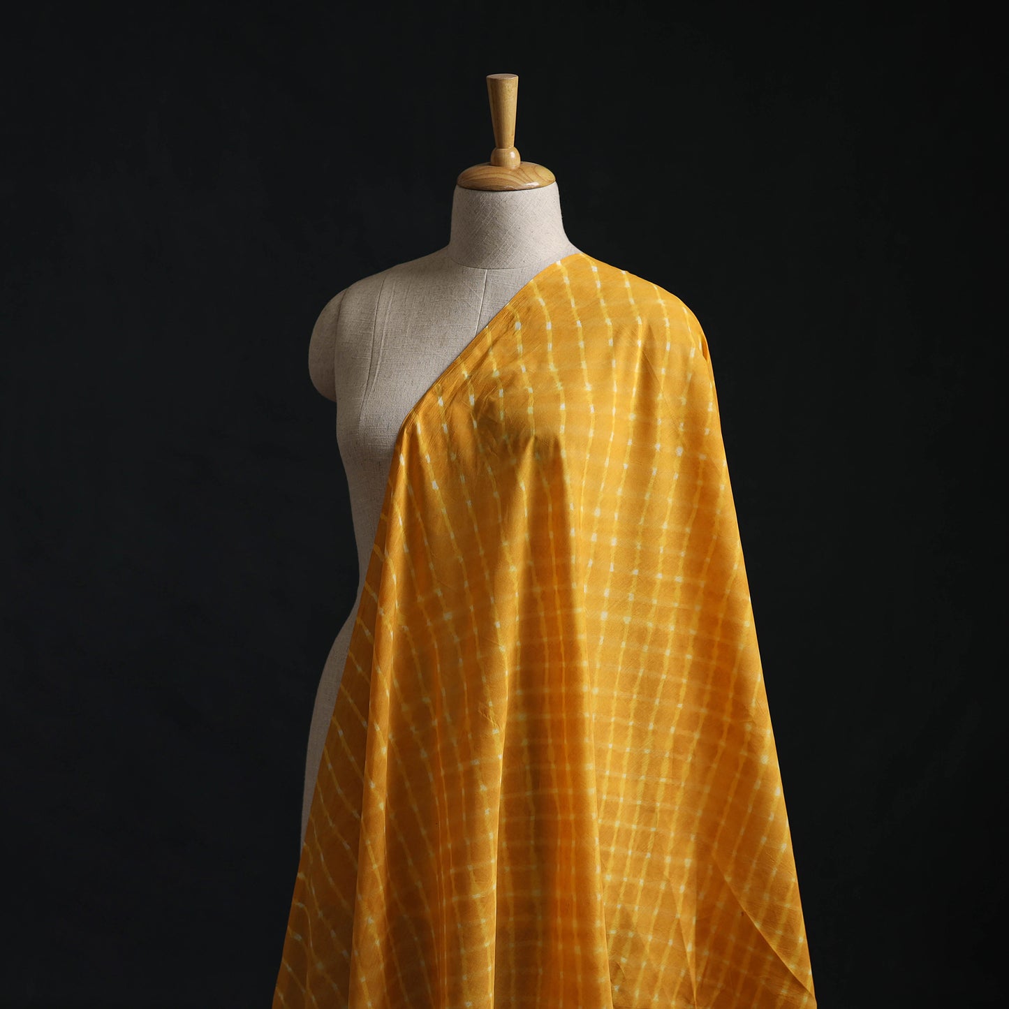 Yellow - Leheriya Tie-Dye Mothra Mul Cotton Fabric 02