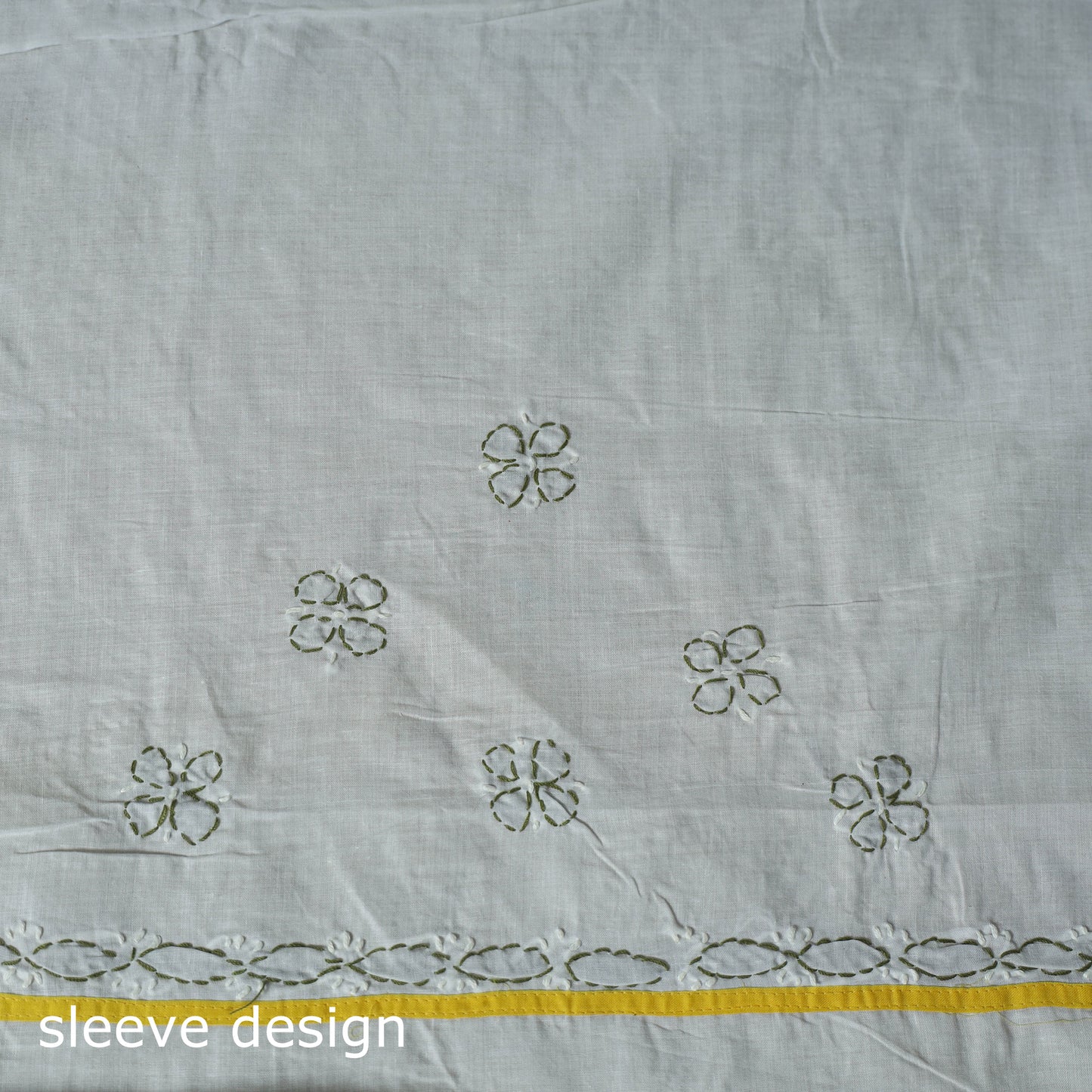 Yellow - 3pc hand embroidery cotton lucknow chikankari