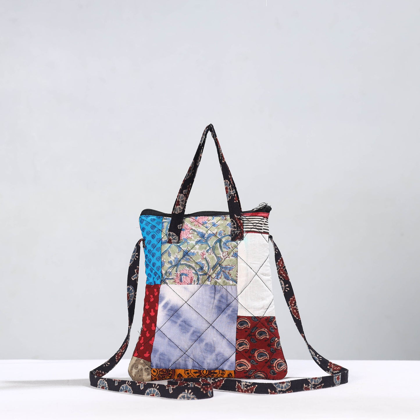 Multicolor - Handmade Quilted Cotton Patchwork Sling Bag 04