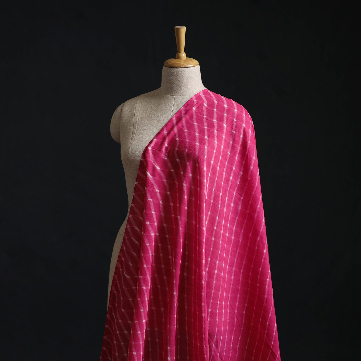 Pink - Leheriya Tie-Dye Mothra Mul Cotton Fabric 03