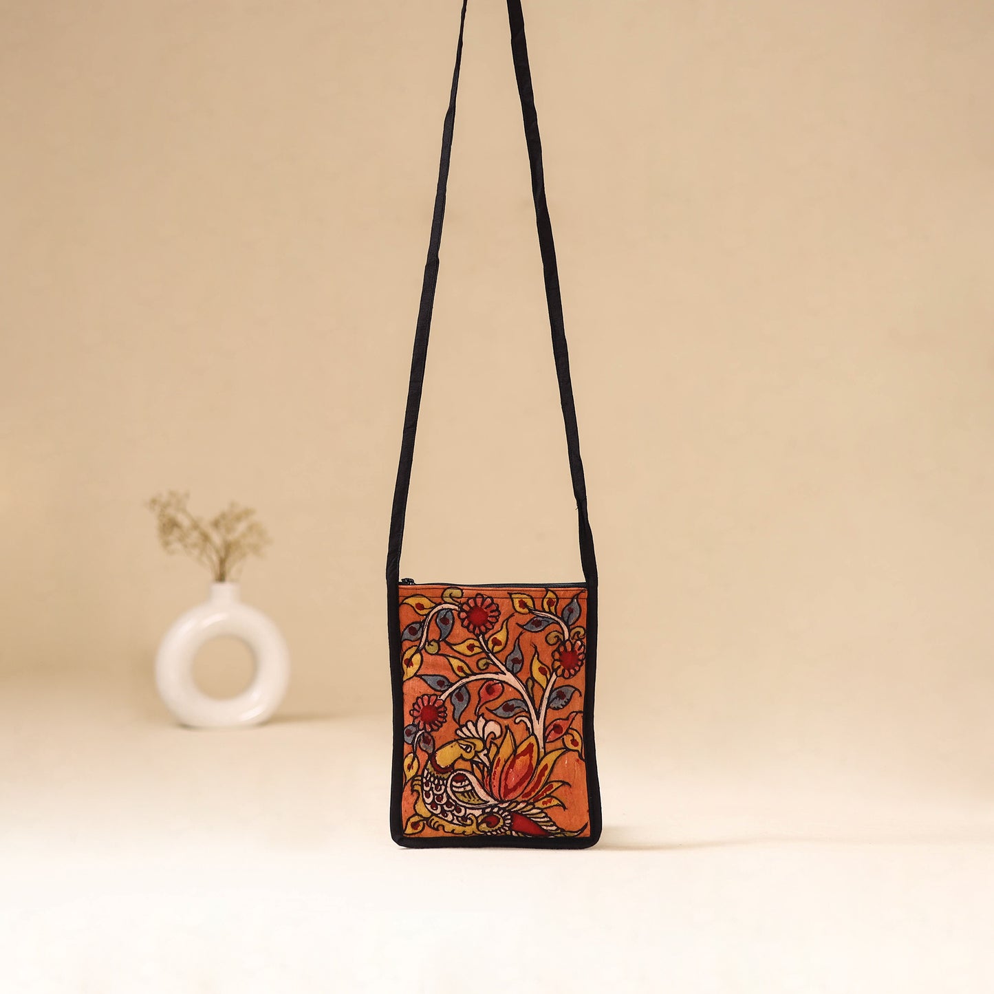 Srikalahasti Handpainted Kalamkari Sling Bag by Dwarka Plus 21