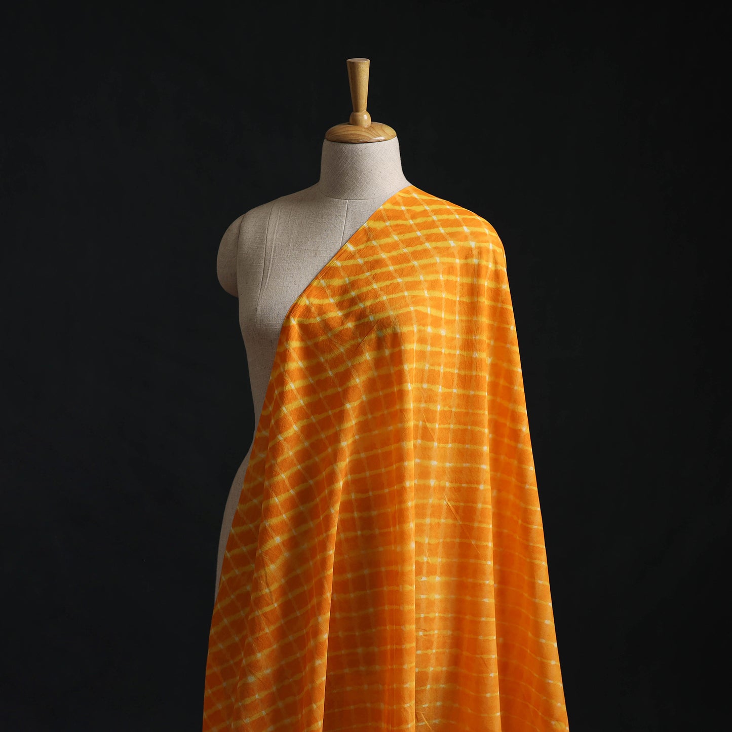 Yellow - Leheriya Tie-Dye Mothra Mul Cotton Fabric 01
