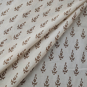 White - Bagh Hand Block Print Natural Dyed Cotton Fabric 01