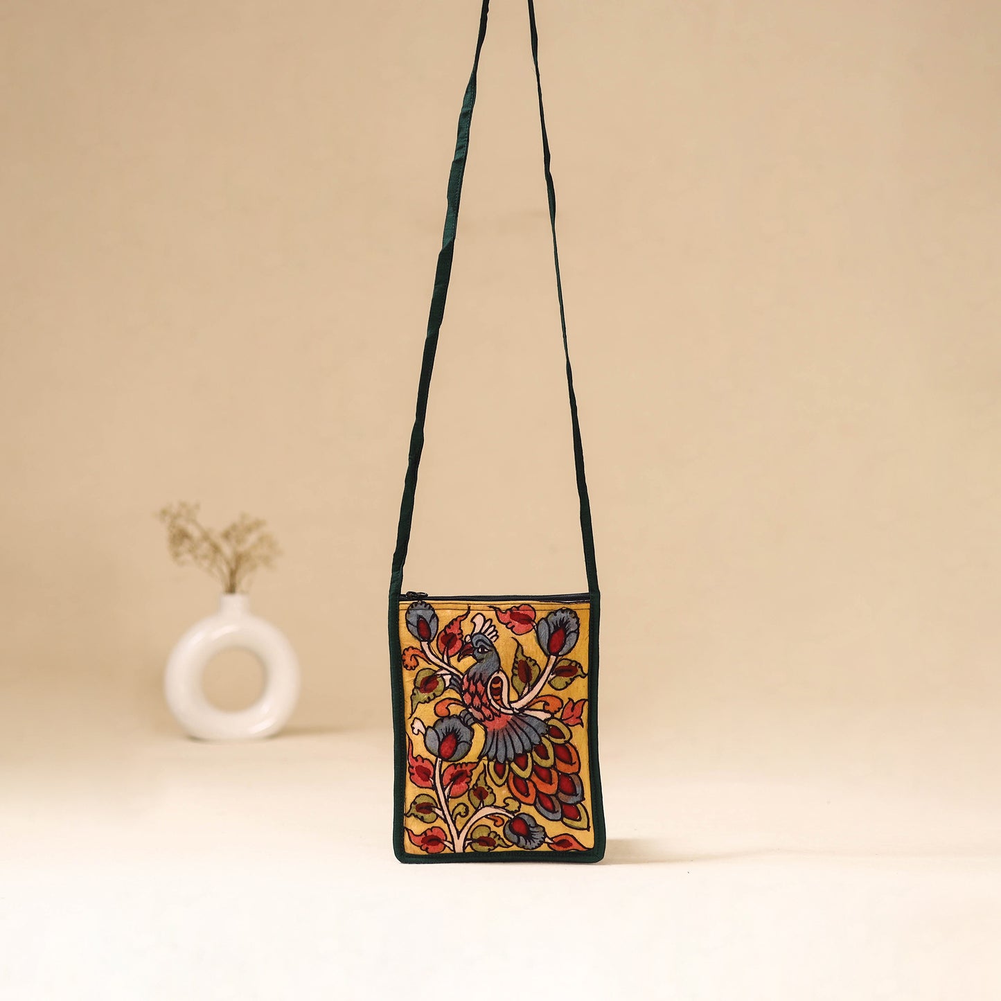 Srikalahasti Handpainted Kalamkari Sling Bag by Dwarka Plus 24