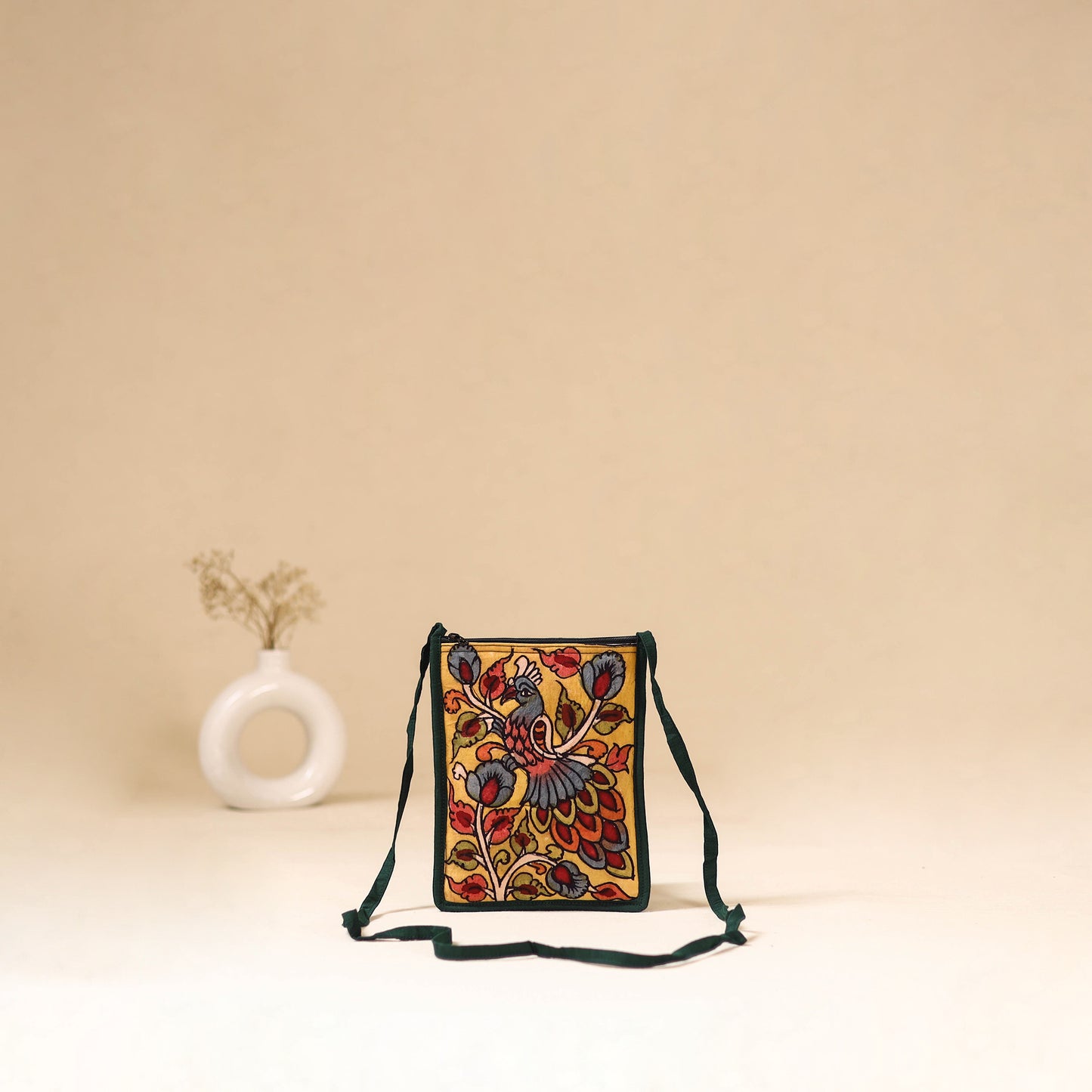 Srikalahasti Handpainted Kalamkari Sling Bag by Dwarka Plus 24